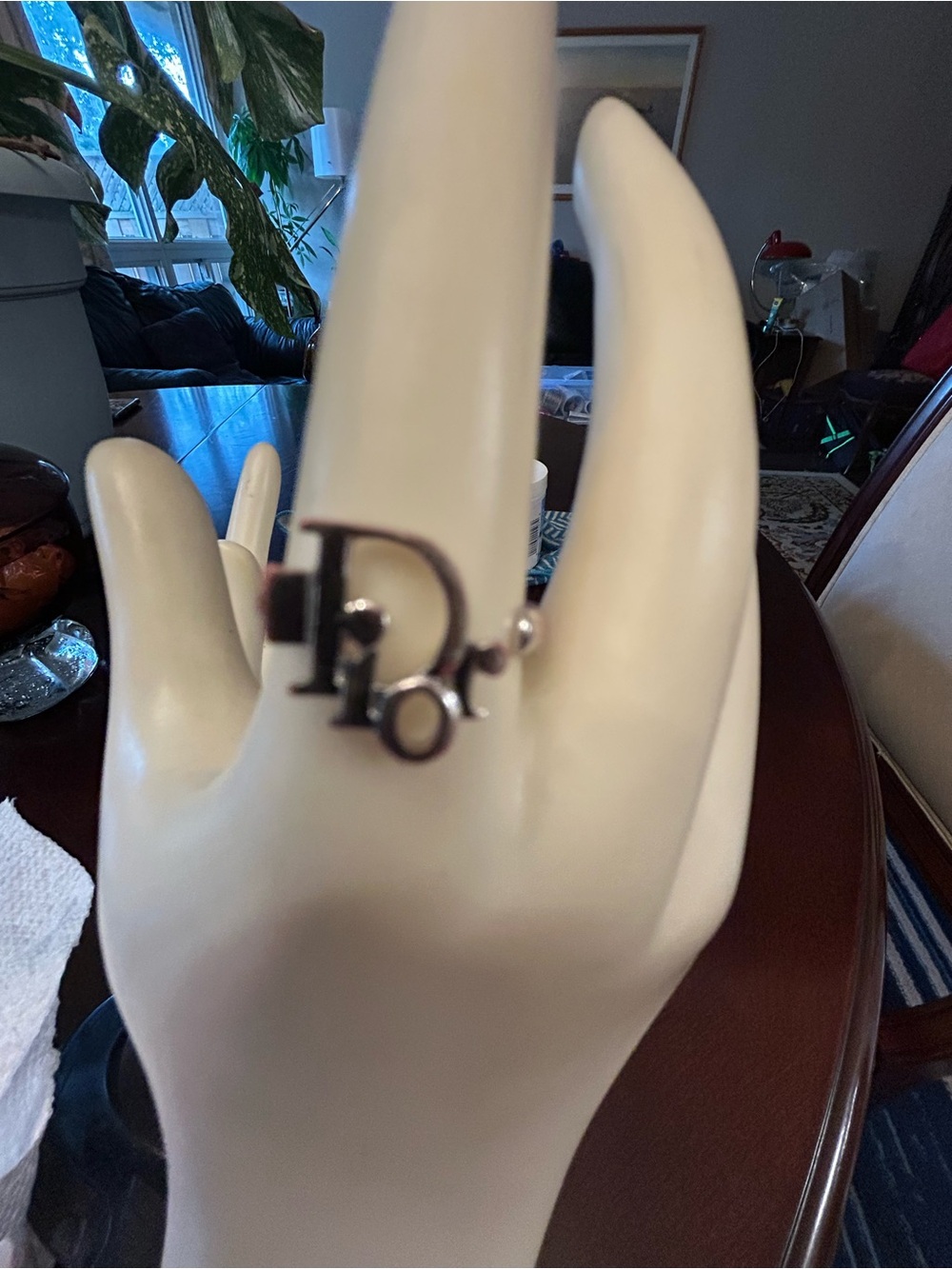 Y2K Vintage Christian Dior Oblique Spell Out Logo Ring Adjustable
